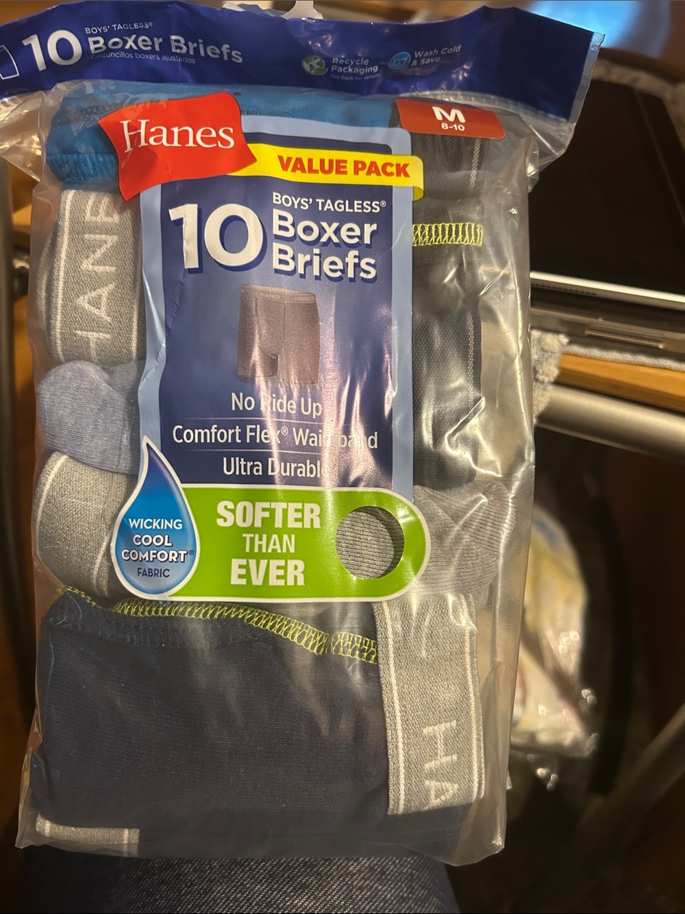 Hanes Boys' 10-Pack Boxer Briefs - Navy & Gray